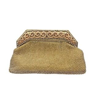 NY Fashion Accessories Gold‎ Mesh & Rhinestone Eveningbag Clutch~Shoulder Chain